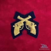  EE-073 - Crossed Revolvers - Gold on Blue 