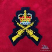  EE-074 - Crossed Rifles with Crown - Gold on Blue 